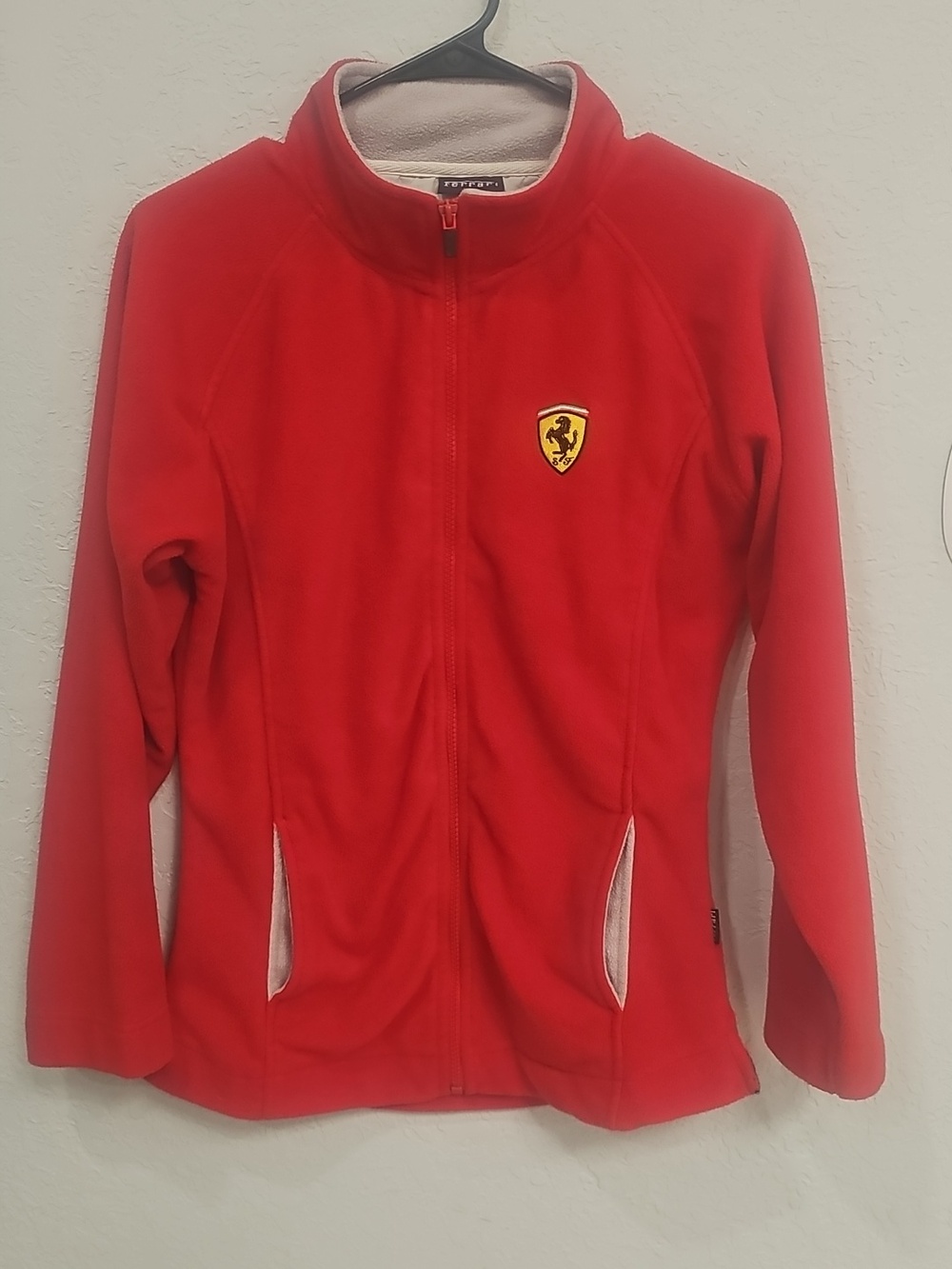 Ferrari Red Fleece Zip-Up Jacket | Women’s Medium (Size 3, US 6-8) | Logo